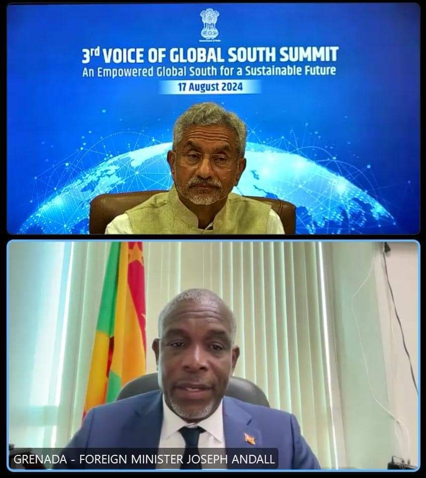 Hon. Joseph Andall, Minister of Foreign Affairs, Trade & Export Development of Grenada participated at the Foreign Ministers' Session at the 3rd Voice of Global South Summit held in virtual mode on August 17, 2024. 